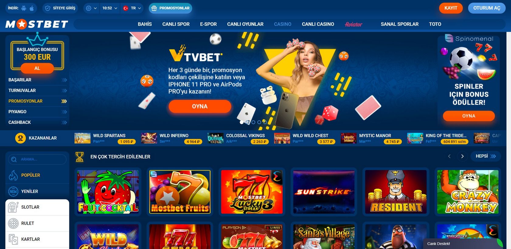 Mostbet hesap girişi