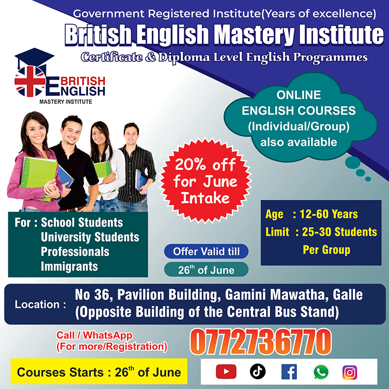 English Courses and English Diploma Programs Online English Classes in Srilanka
